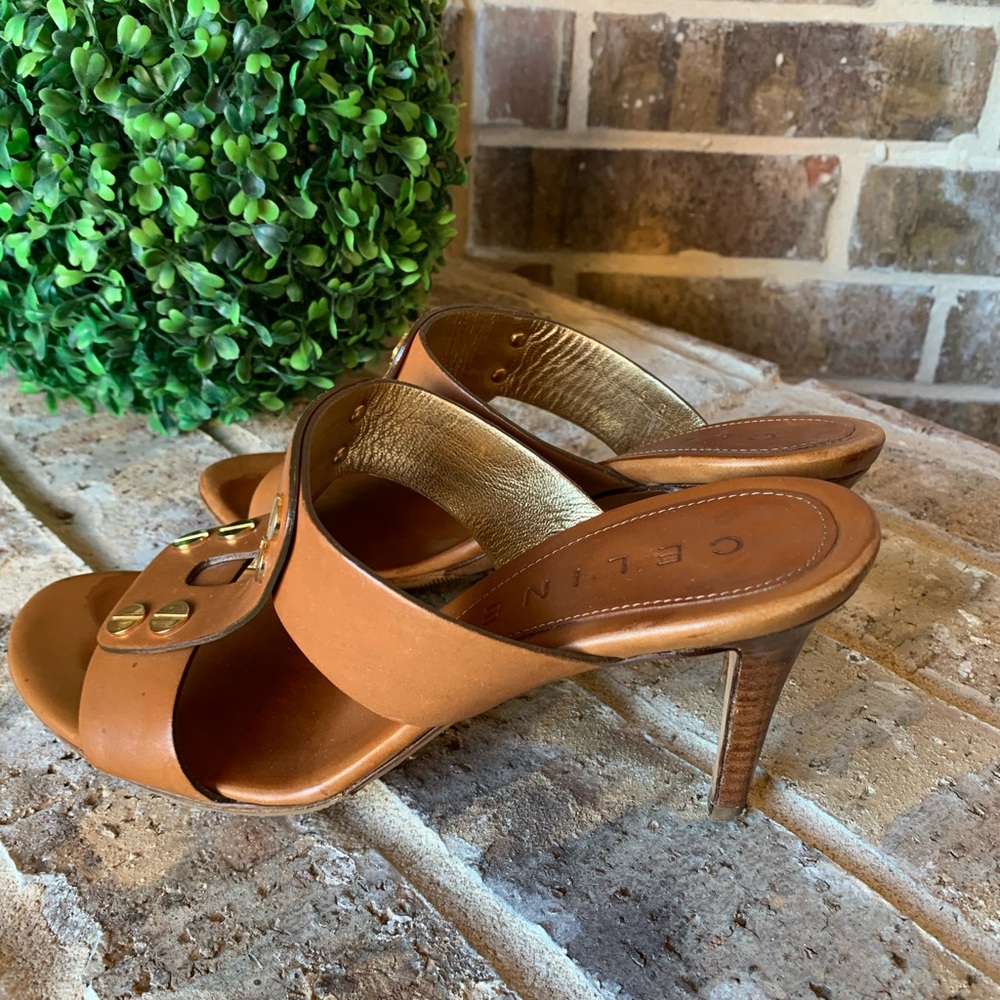 CELINE cognac brown leather mule sandals 6B - Picture 6 of 8
